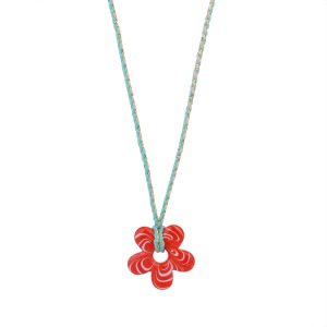 1 Piece Glamorous Series Sweet Ripple Textured Flower Glass Women's Pendant Necklaces h5 Picture6