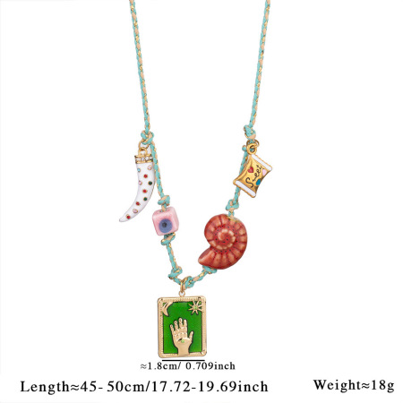 1 stuk luxe klassieke hand tarot hanger ketting van roestvrij staal, waterdicht, goudkleurig, voor dames
