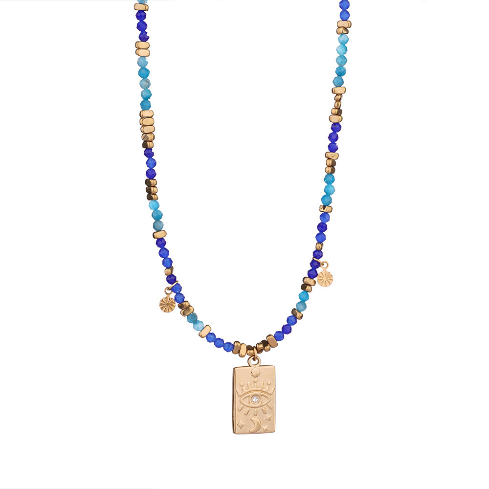 1 Stuk Exquisite Series Retro Maanvormige Hanger Roestvrij Staal Waterdicht Goudkleurig Dames Kralenketting Afbeelding7