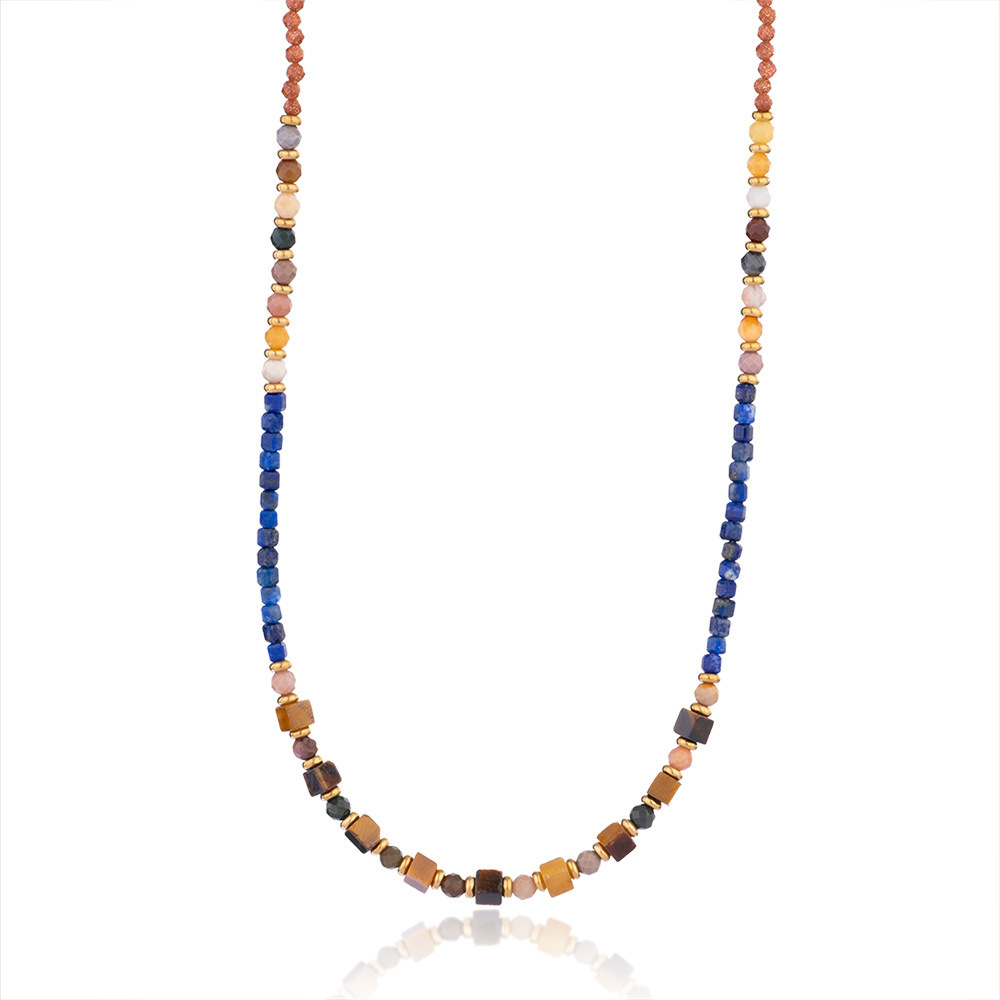 1 Piece Bohemia Style Classic Beads Stainless Steel Waterproof Tiger's-Eye Natural Stone Women's Beaded Necklaces Picture6