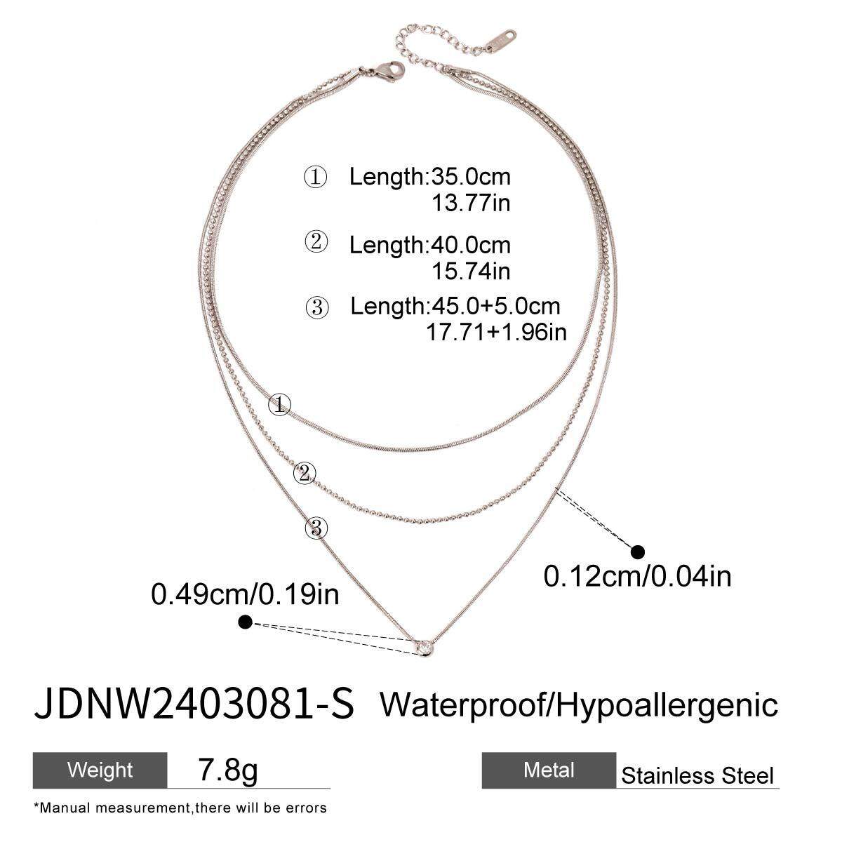 1 Piece Simple Series Chain Stainless Steel Waterproof Women's Layered Necklaces 