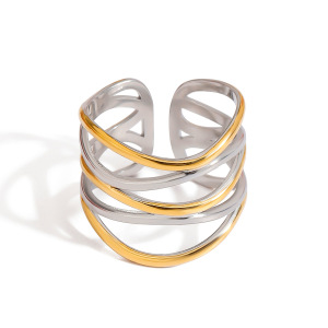 1 Piece Simple Series Stainless Steel Waterproof Gold Color Women's Single Rings h5 Picture4