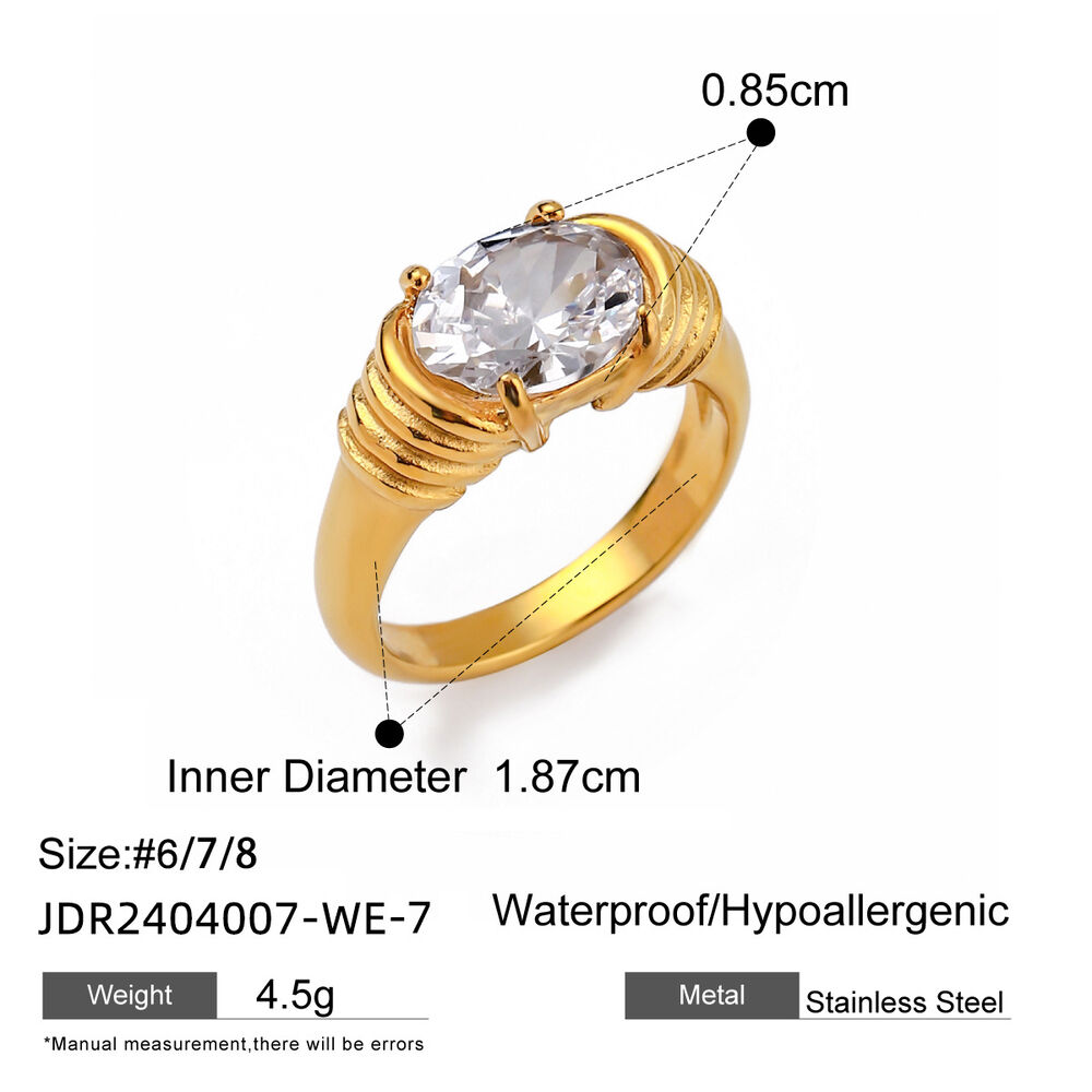 1 stuk klassieke geometrische roestvrijstalen waterdichte gouden damesring