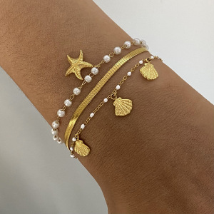 1 Piece Oceanic Stainless Steel Waterproof Gold Color Women's Charm Bracelets h5 Picture3