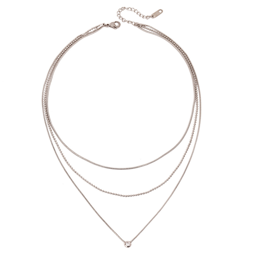 1 Piece Simple Series Chain Stainless Steel Waterproof Women's Layered Necklaces Picture4
