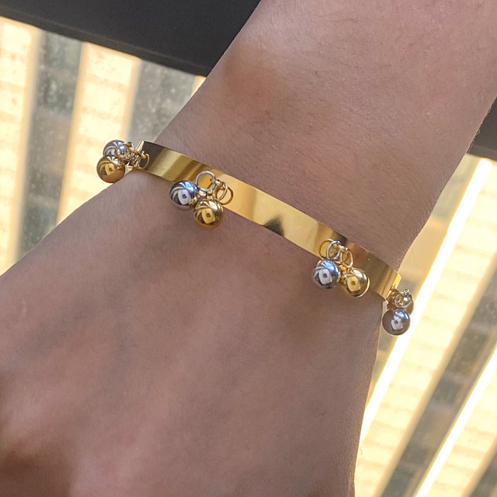 1 Stuk Eenvoudige Serie In Geometrische Stijl, Roestvrij Staal, Goudkleurige Damesarmbanden h5Afbeelding3