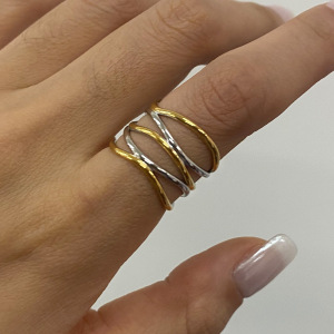 1 Piece Simple Series Stainless Steel Waterproof Gold Color Women's Single Rings h5 Picture3