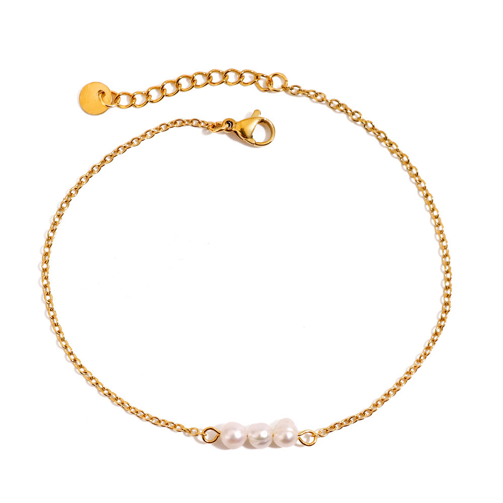 1 Piece Beads Stainless Steel Waterproof Gold Color Women's Anklets h5Picture4