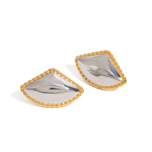 1 Paar Retro Geometrische Oorbellen Van Roestvrij Staal, Waterdicht En Goudkleurig, Voor Dames. h5 Afbeelding6