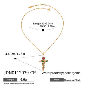 1 Piece Retro Cross Stainless Steel Waterproof Gold Color Women's Pendant Necklaces h5