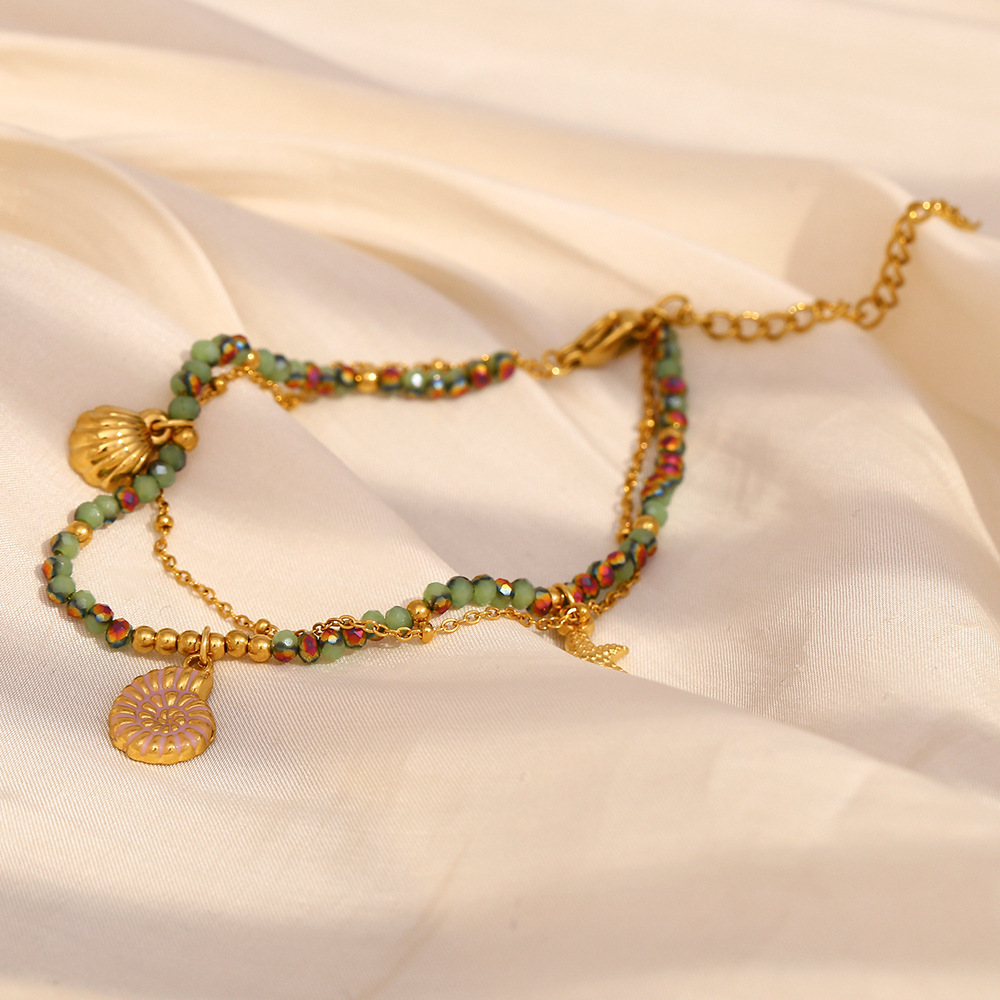 Oceanic Stainless Steel Waterproof Gold Color Beaded Bracelets h5Picture3