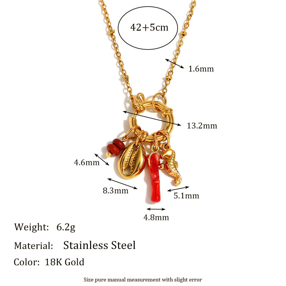 Collar con colgante de tortuga de vacaciones de acero inoxidable en color dorado para mujer, serie simple, 1 pieza h5 Imagen2