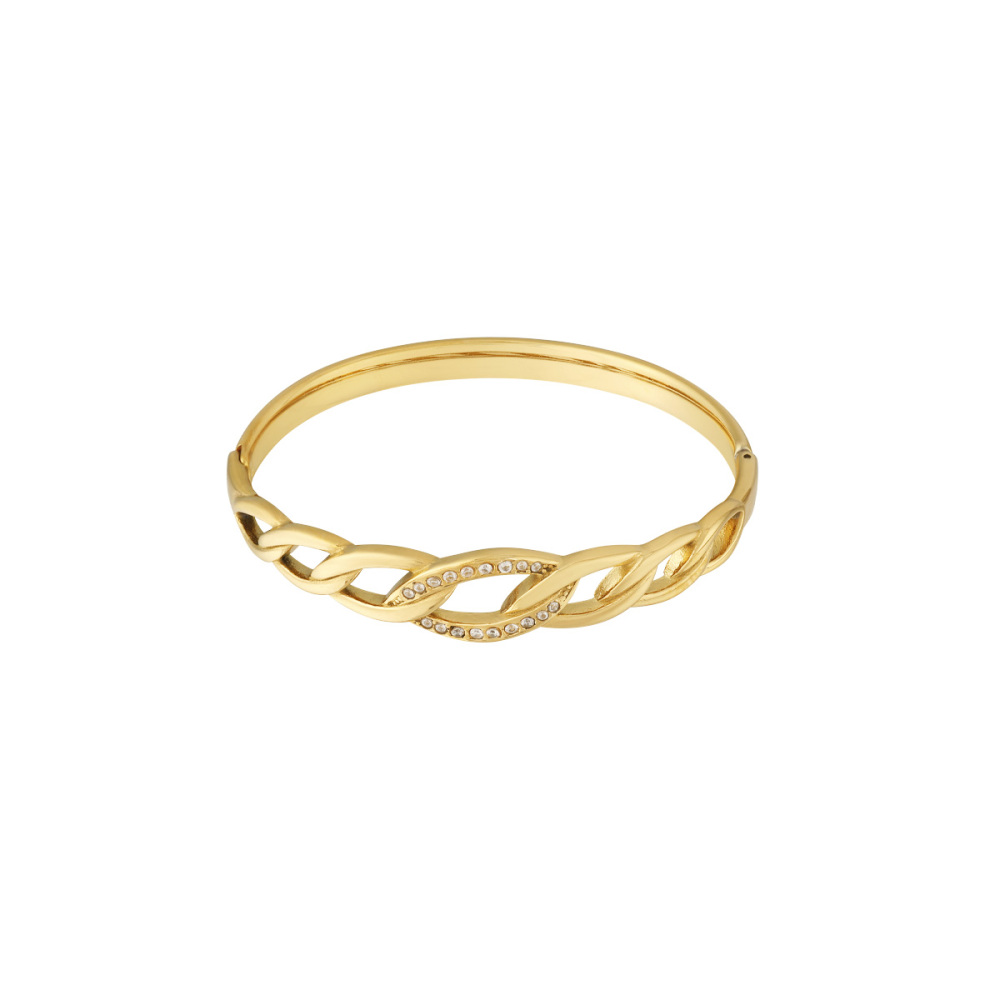 Pulseras De Mujer De Acero Inoxidable, Resistentes Al Agua, Color Dorado, Con Diseño Clásico De La Serie Dazzling Twist, 1 Unidad Imagen5