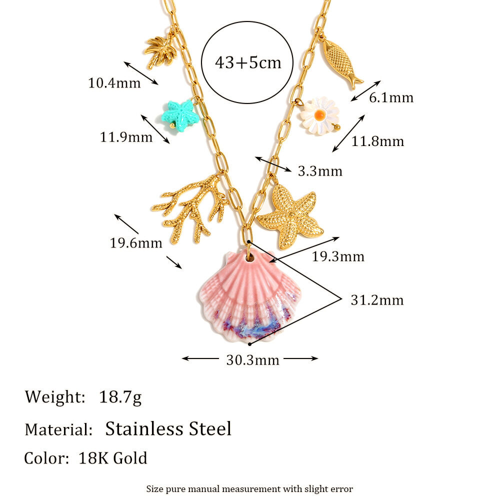 1 stuk Simple Series Vacation Turtle roestvrij staal goudkleurige schelp dames hanger kettingen h5Afbeelding2