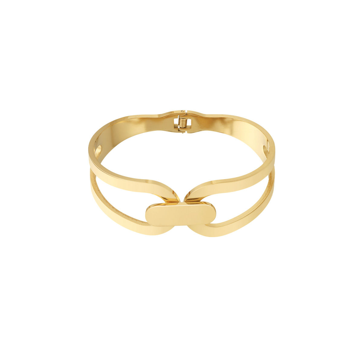 Braccialetti da donna color oro impermeabili in acciaio inossidabile patchwork classico della serie Radiant, 1 pezzo Immagine2