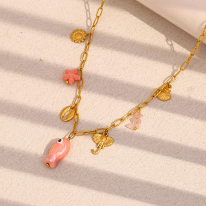 Collar Con Colgante De Tortuga De Acero Inoxidable En Color Dorado Para Mujer, Serie Simple, 1 Pieza h5 Imagen3