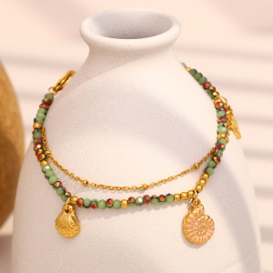 Oceanic Stainless Steel Waterproof Gold Color Beaded Bracelets h5 Picture2