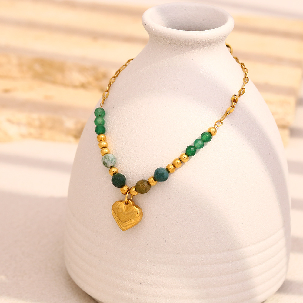 Retro Heart Stainless Steel Waterproof Beaded Bracelets h5Picture3