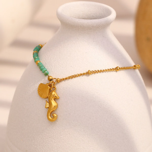 Pulseras Con Dijes De Caballito De Mar De Acero Inoxidable, Resistentes Al Agua Y Color Dorado. h5 Imagen3