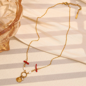 Vacation Stainless Steel Waterproof Gold Color Pendant Necklaces h5 Picture3