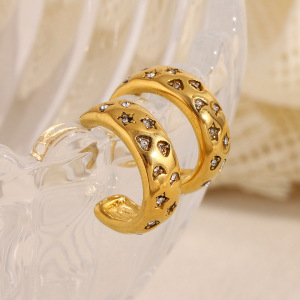 Classic Stainless Steel Waterproof Gold Color Hoop Earrings h5 Picture3