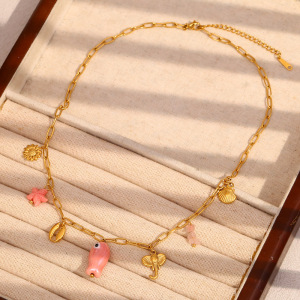 Collar Con Colgante De Tortuga De Acero Inoxidable En Color Dorado Para Mujer, Serie Simple, 1 Pieza h5 Imagen5