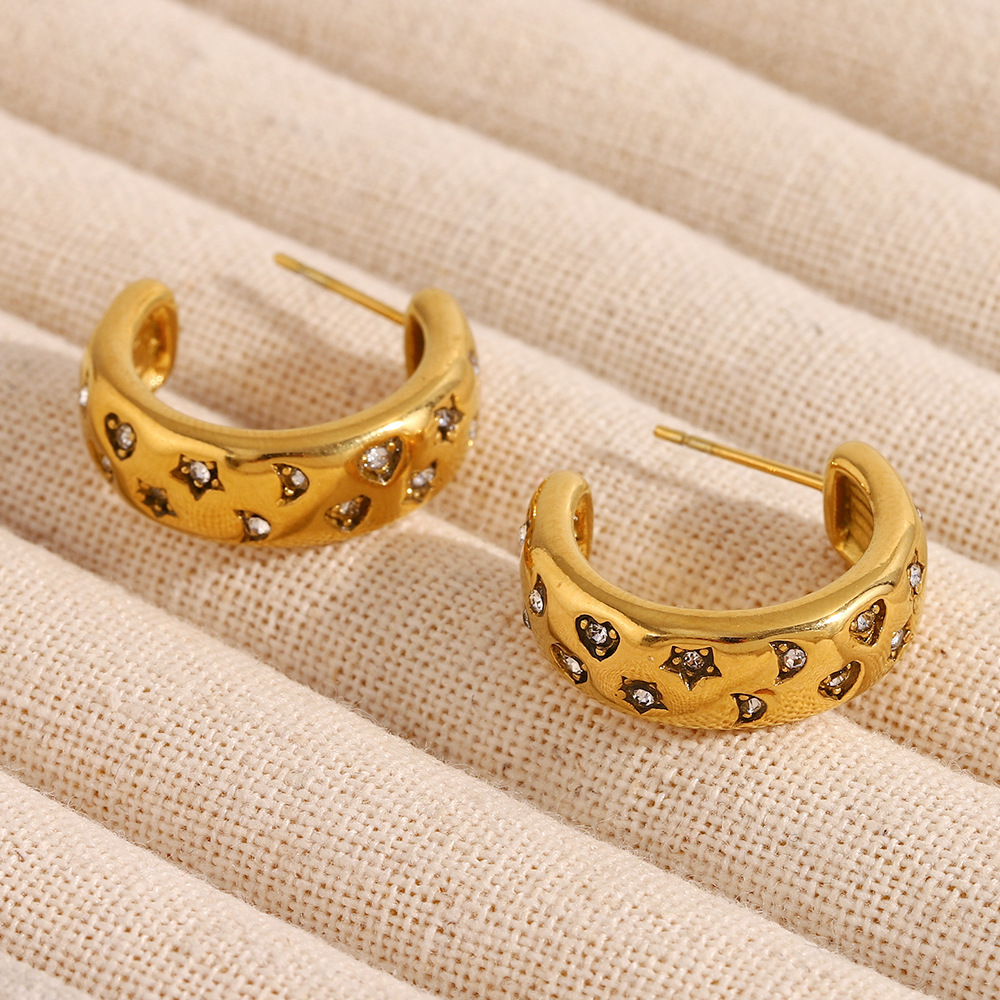 Classic Stainless Steel Waterproof Gold Color Hoop Earrings Picture2