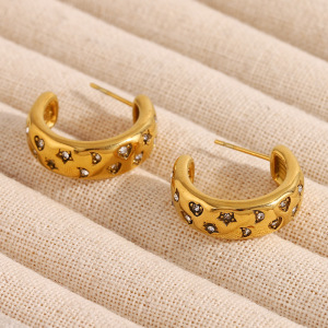 Classic Stainless Steel Waterproof Gold Color Hoop Earrings h5 Picture2