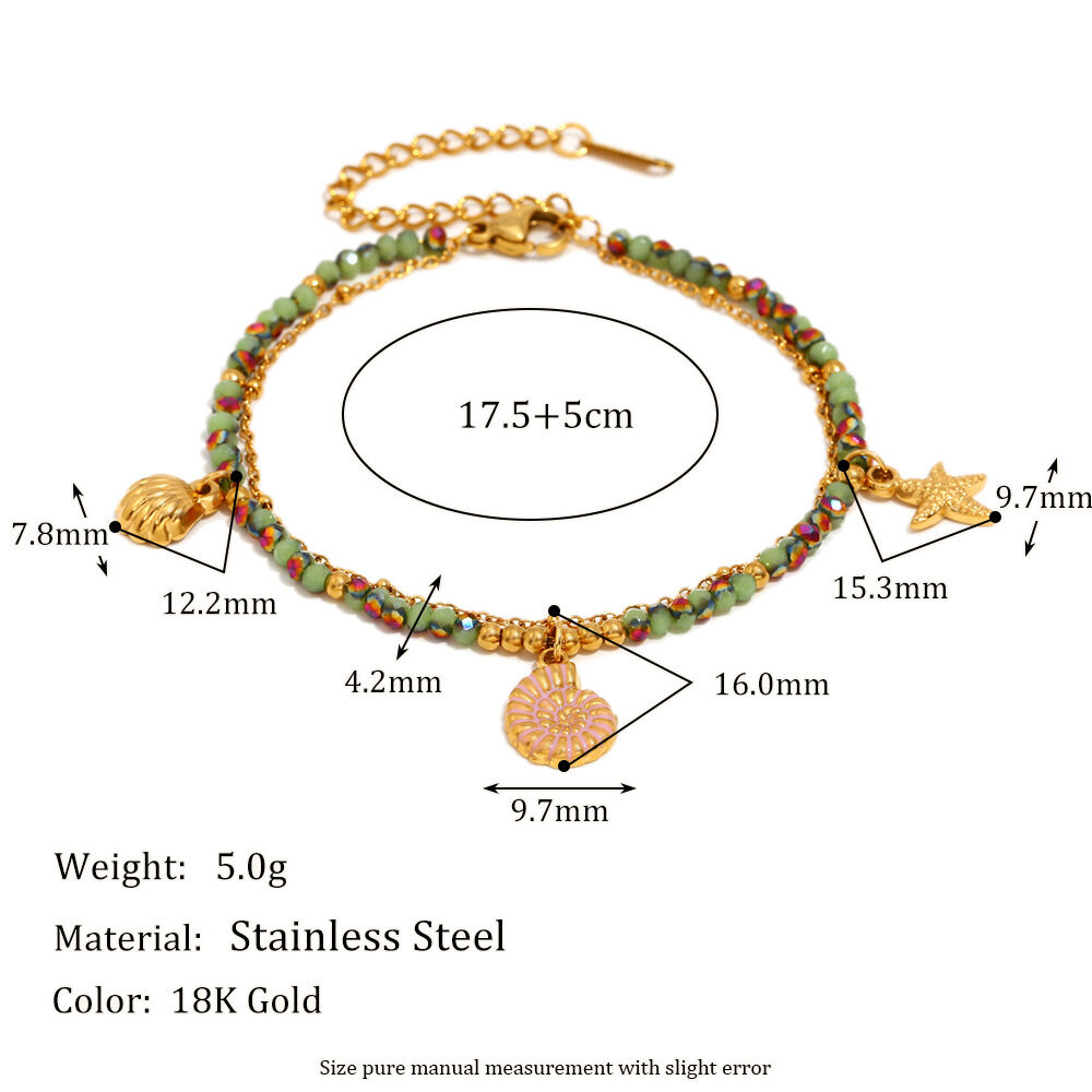 Pulseras de cuentas de color dorado resistentes al agua de acero inoxidable oceánico h5 Imagen2