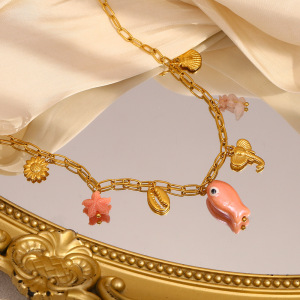 Collar Con Colgante De Tortuga De Acero Inoxidable En Color Dorado Para Mujer, Serie Simple, 1 Pieza h5 Imagen4