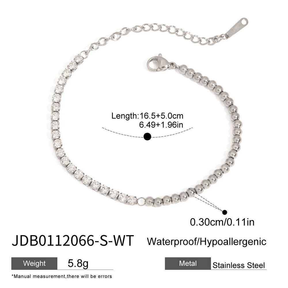Klassisches Perlenarmband aus Edelstahl, wasserdicht, goldfarben, für Damen