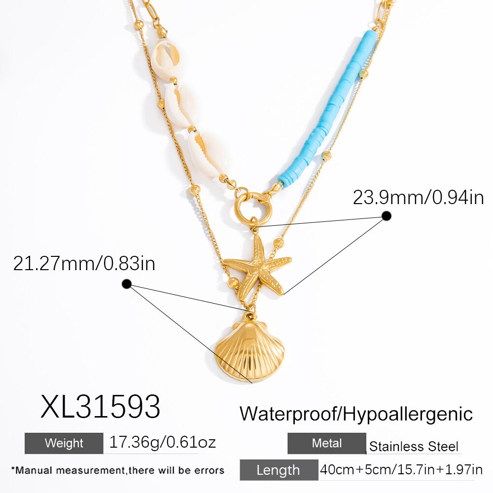 1 Piece Vacation Series Oceanic Stainless Steel Waterproof Gold Color Women's Pendant Necklaces Picture2