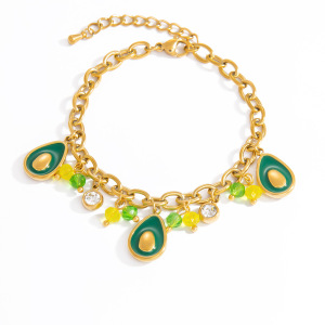 1 Stuk Intricate Series Vivid Avocado Roestvrijstalen Waterdichte Gouden Damesarmband Met Bedeltjes h5 Afbeelding6