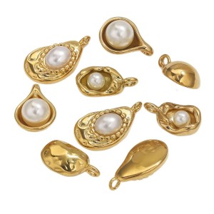 1 Pezzo Di Ciondolo Da Donna In Acciaio Inossidabile Impermeabile Color Oro A Forma Di Goccia Irregolare Personalizzabile h5 Immagine6