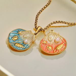 Vacation Conch Stainless Steel Waterproof Women's Pendants h5 Picture4