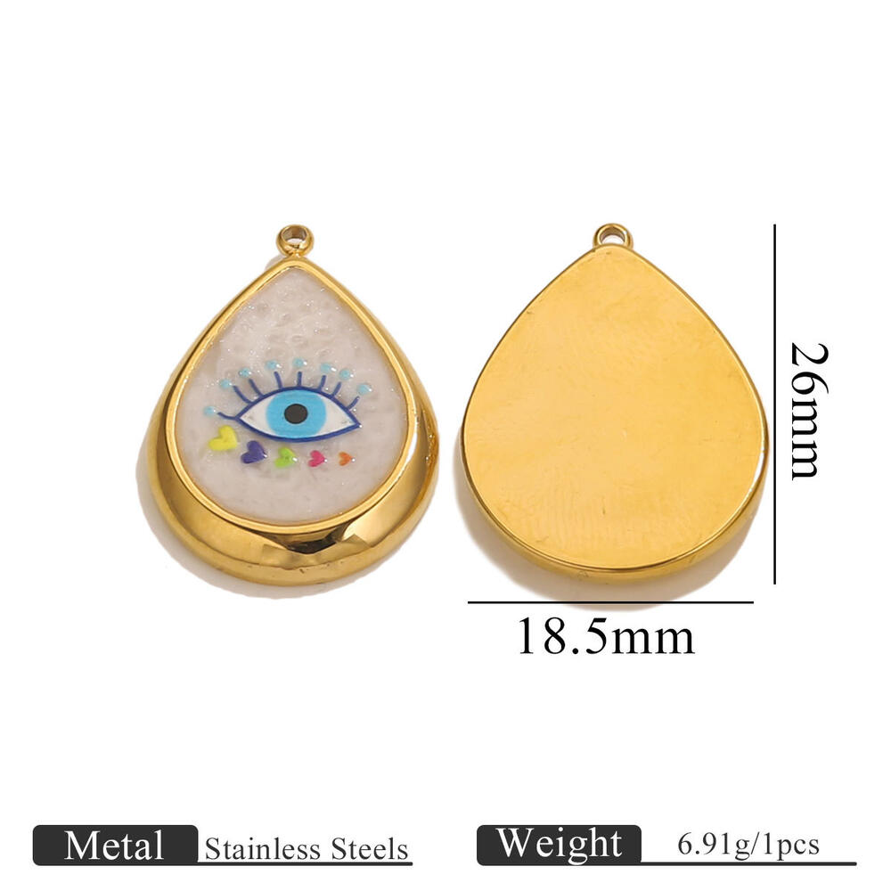 Retro Colorful Eye Stainless Steel Waterproof Women's Pendants Picture2