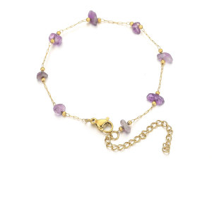 1 Piece Dazzling Beads Stainless Steel Waterproof Gold Color Women's Chain Necklaces h5 Picture6