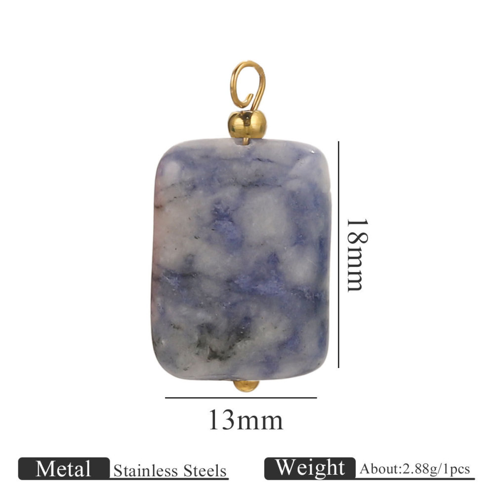 1 Piece Polychrome Rectangular Stainless Steel Waterproof Natural Stone Women's Pendants h5Picture4