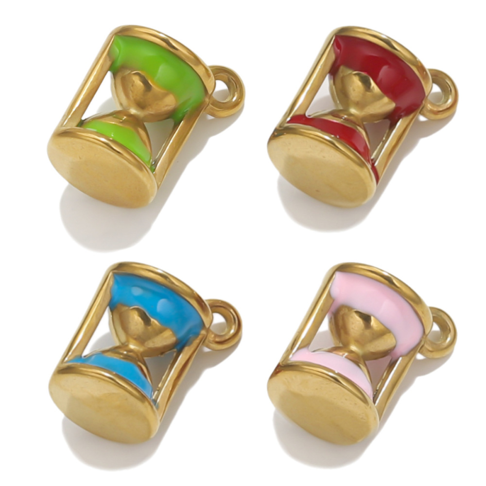 1 Piece Delicate Series Sand Clock Stainless Steel Waterproof Gold Color Women's Pendants Picture5