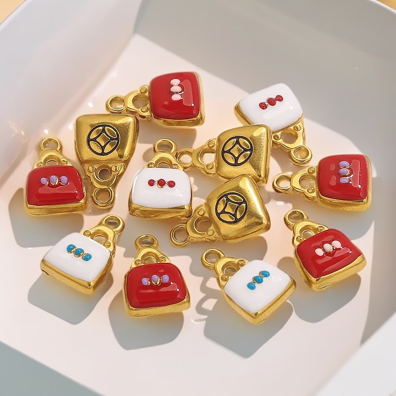 1 Piece Classic Bag Droplet Technique Stainless Steel Waterproof Gold Color Women's Pendants h5Picture3