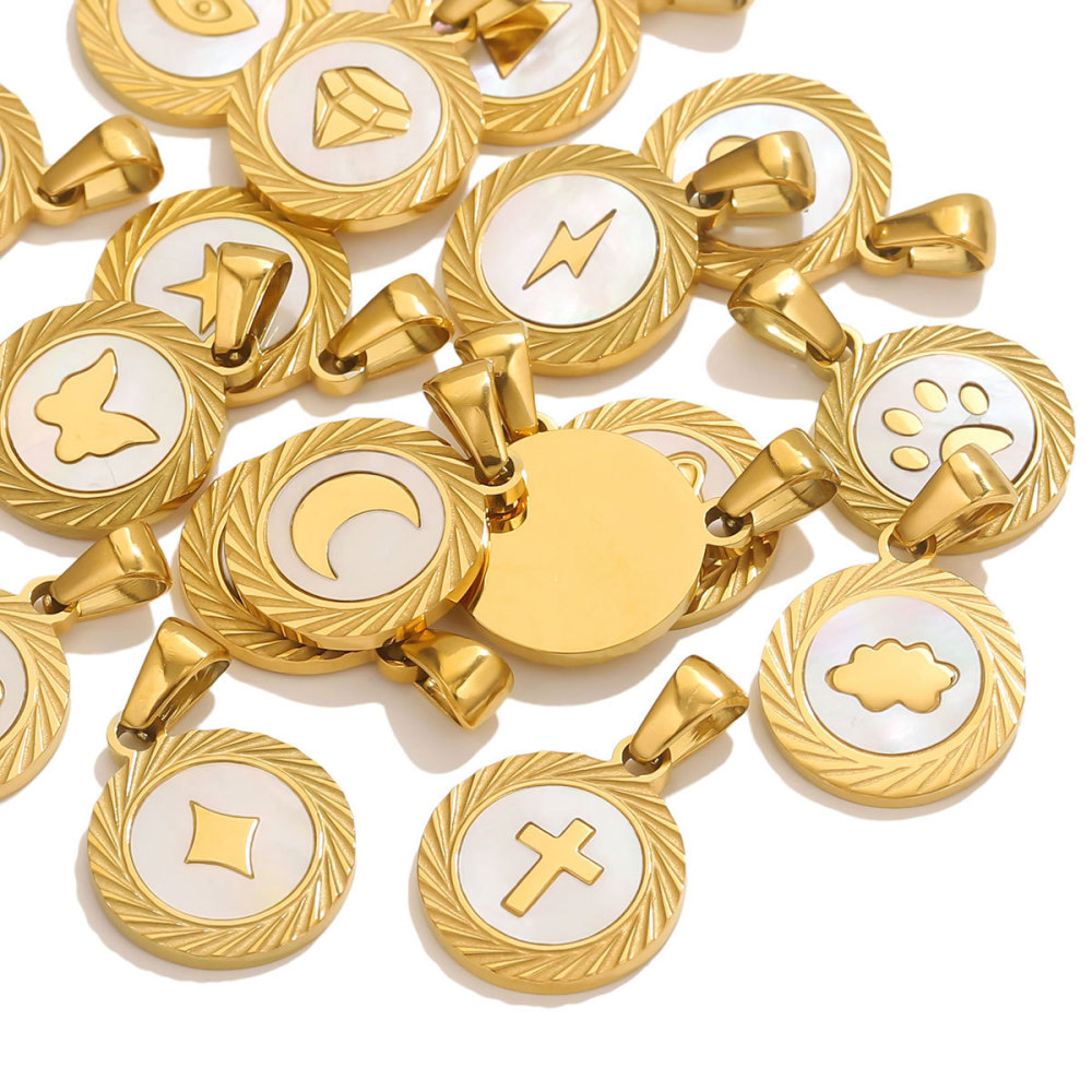 1 Piece Delicate Circle Stainless Steel Waterproof Gold Color Shell Women's Pendants Picture4