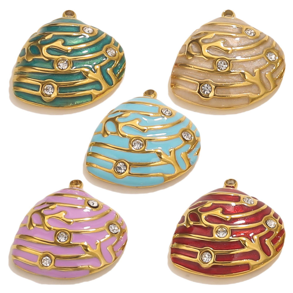 1 Piece Polychrome Series Shell Stainless Steel Waterproof Women's Pendants Picture6