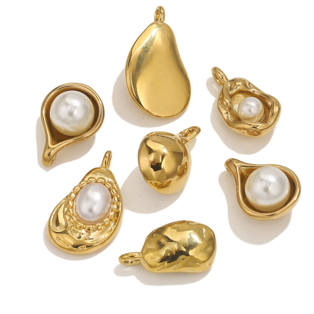 1 Pezzo Di Ciondolo Da Donna In Acciaio Inossidabile Impermeabile Color Oro A Forma Di Goccia Irregolare Personalizzabile h5Immagine7