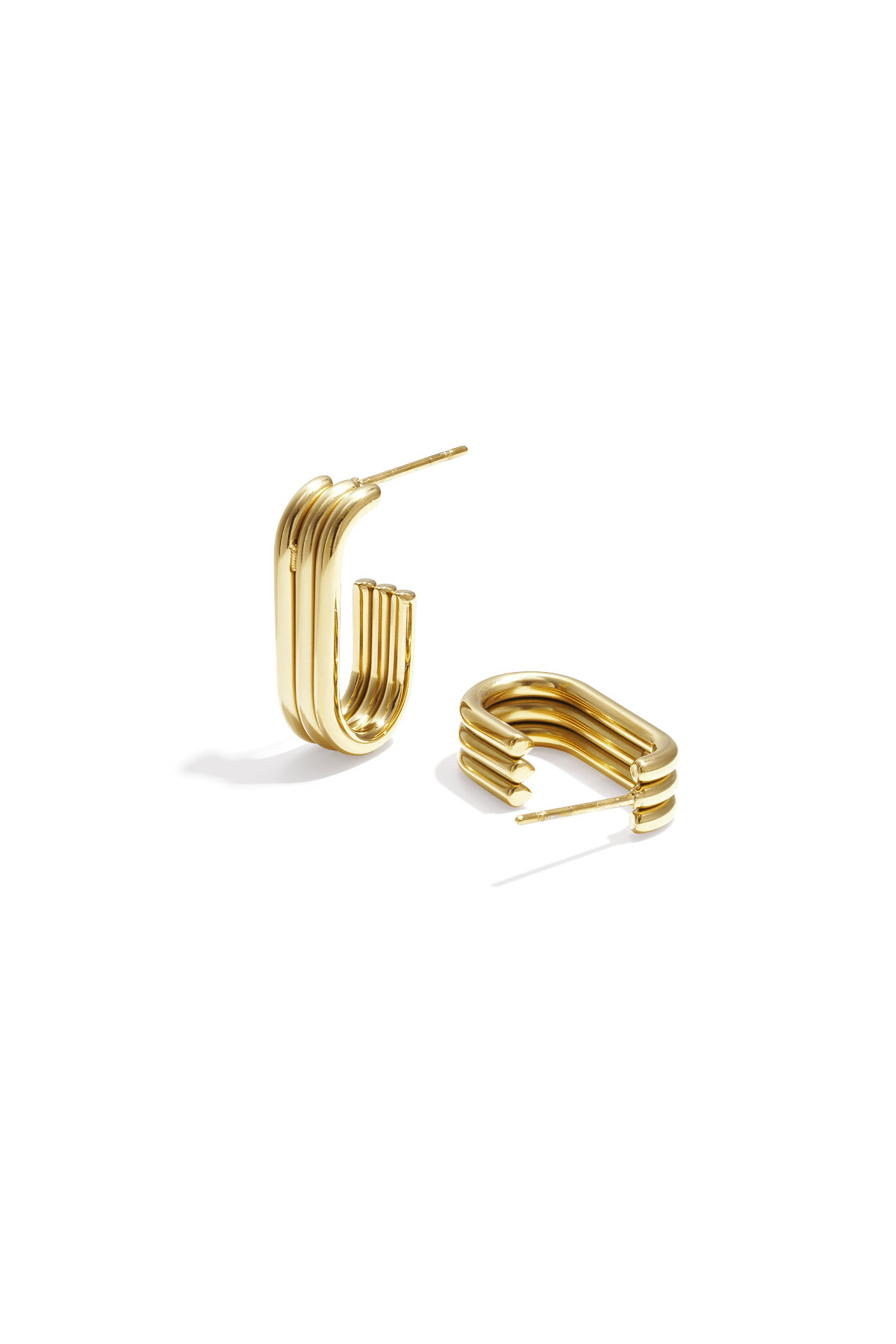 Boucles d'oreilles créoles rectangulaires en acier inoxydable, collection décontractée et simple pour femmes h5