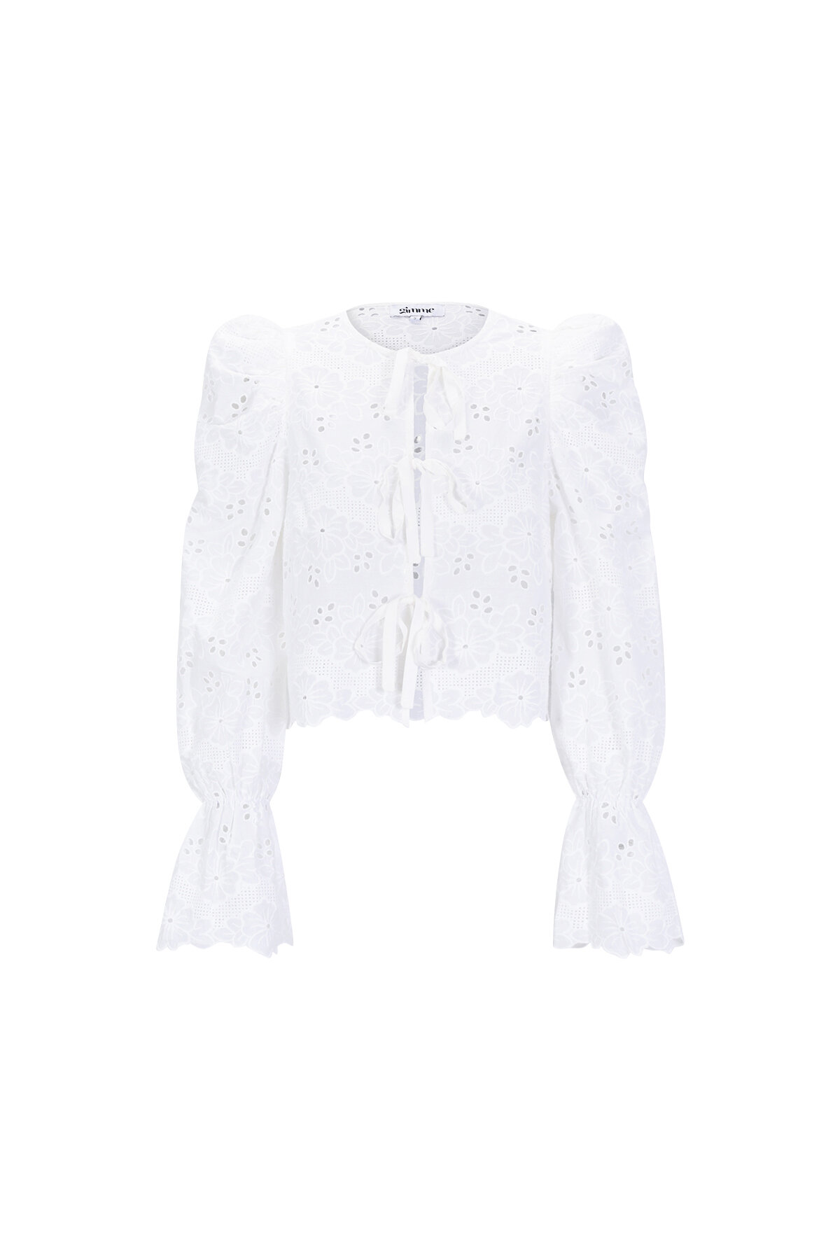 Baumwolle Gewebt Damen Langarm Oberteil Casual Cutout 