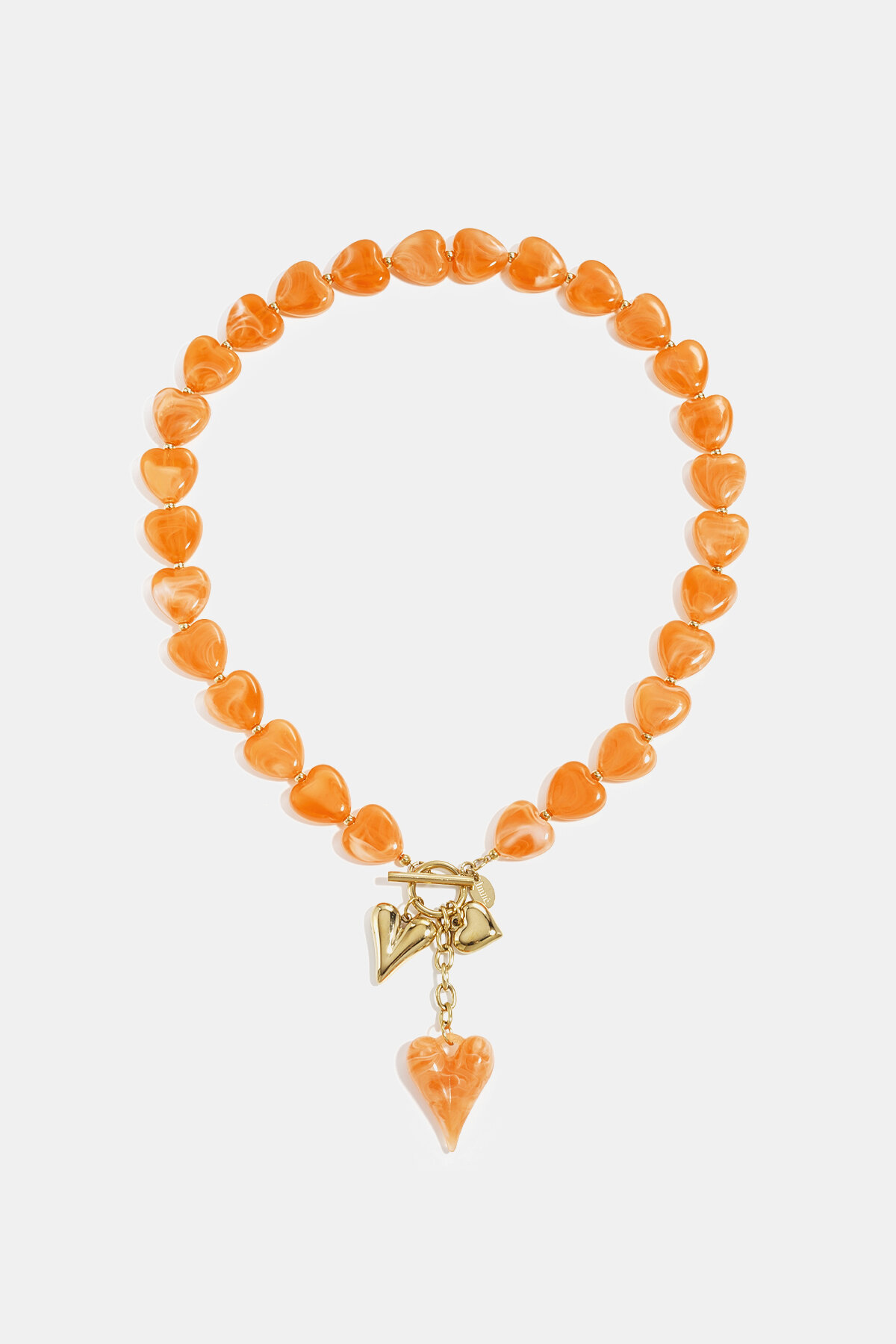 Bead necklace with hanging heart charms h5