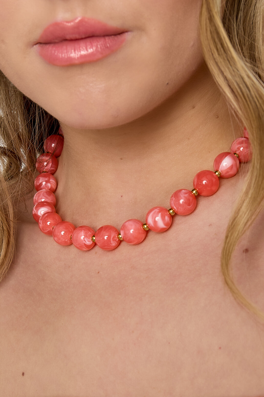 Bead necklace with gold beads 13.5mm Picture3