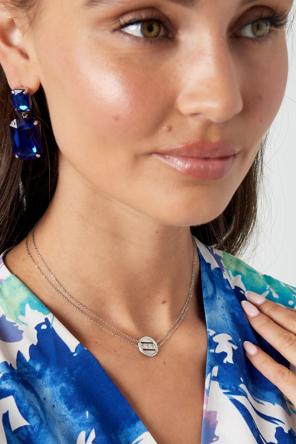 Collar doble con moneda - acero inoxidable dorado h5Imagen4