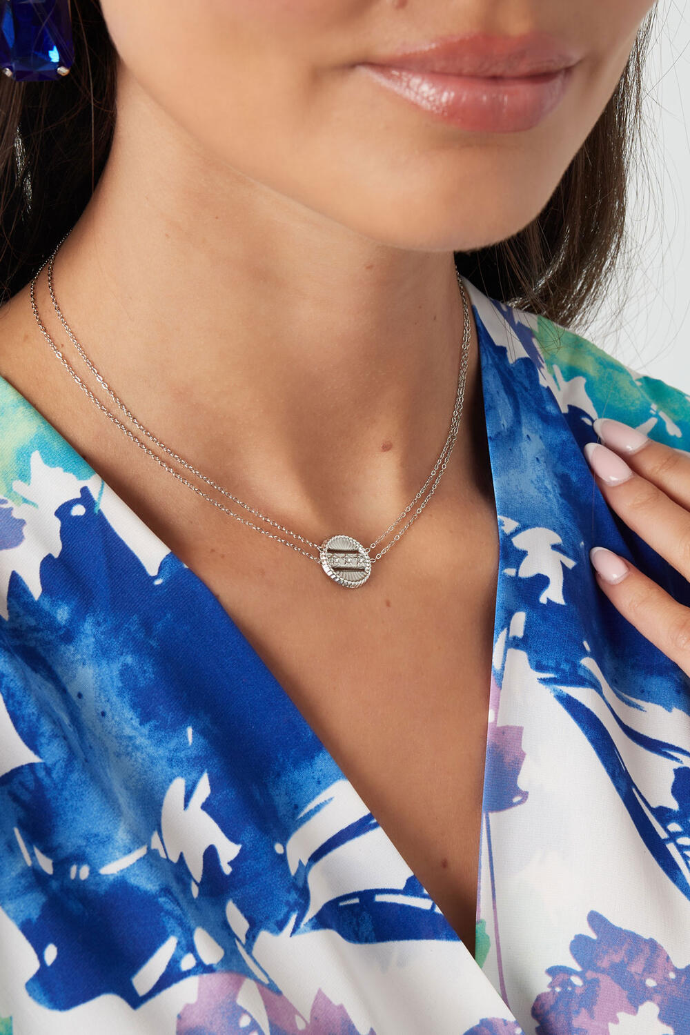 Collar doble con moneda - acero inoxidable dorado h5Imagen2