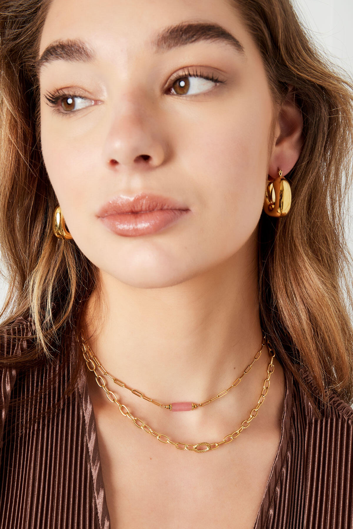 Link Chain With Structure - Gold Color Stainless Steel 2